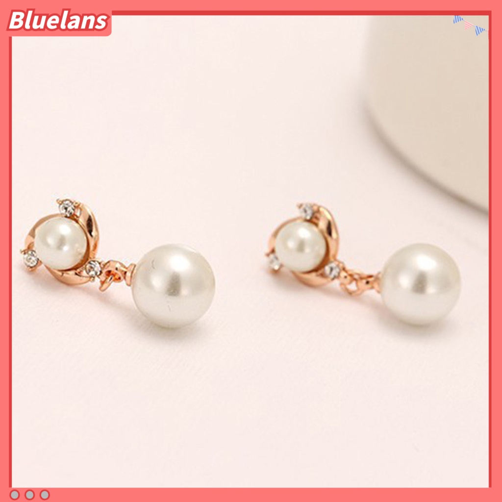 Bluelans Ear Rings Dangle Exquisite Eye-catching 2 Colors Imitation Pearl Tassel Earrings Dangle