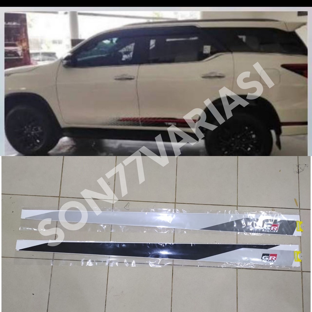 Stiker body samping GR SPORT FORTUNER HITAM SILVER