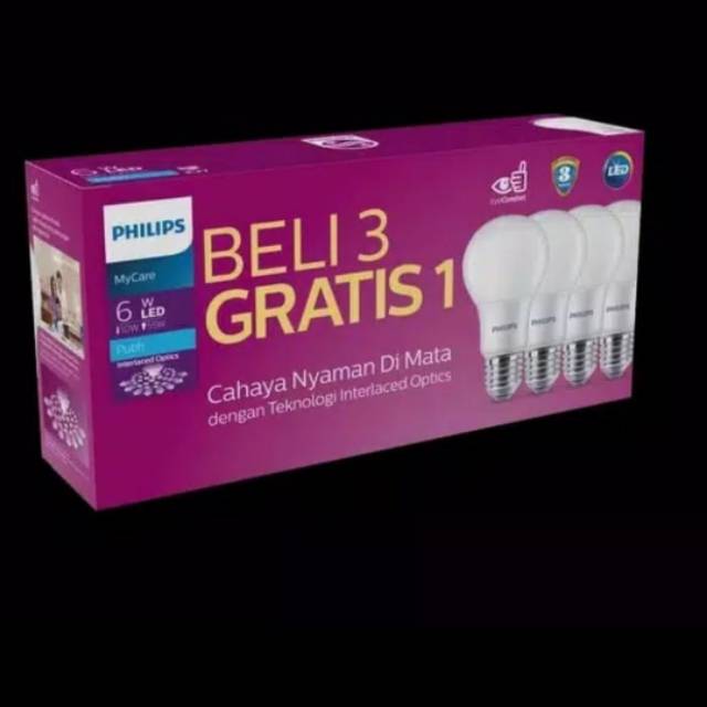 Lampu Philips 6W / 6Watt Paket isi 4 pcs