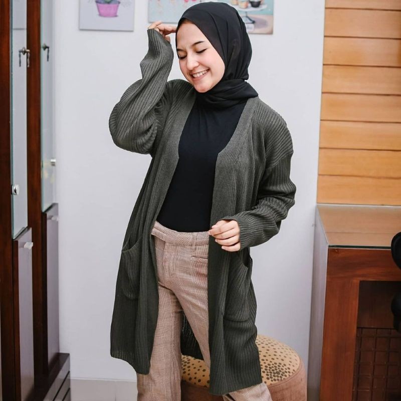 CARDIGAN WANITA RAJUT LONG KARDIGAN BELLE