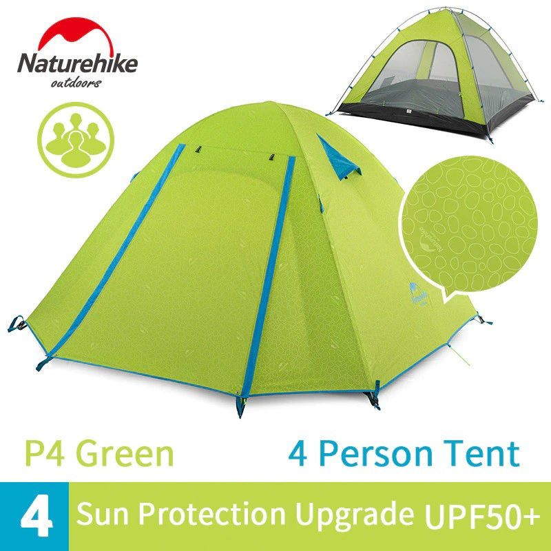 Tenda Naturehike Profesional kap 4 orang - tenda double layer waterproof - tenda 2 pintu - tenda hik