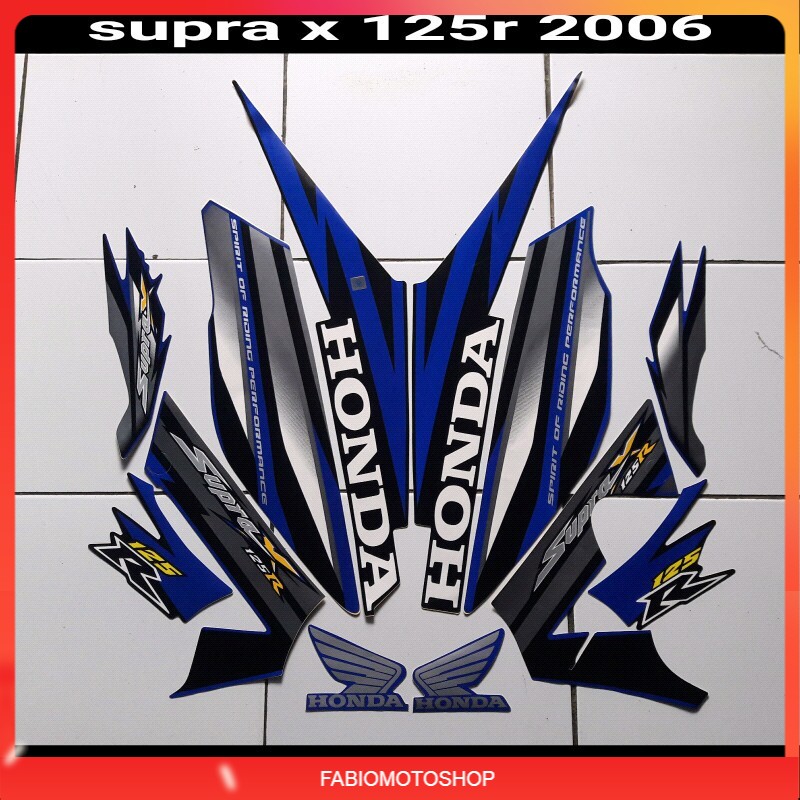 stiker motor supra x 125r 2006 hitam biru