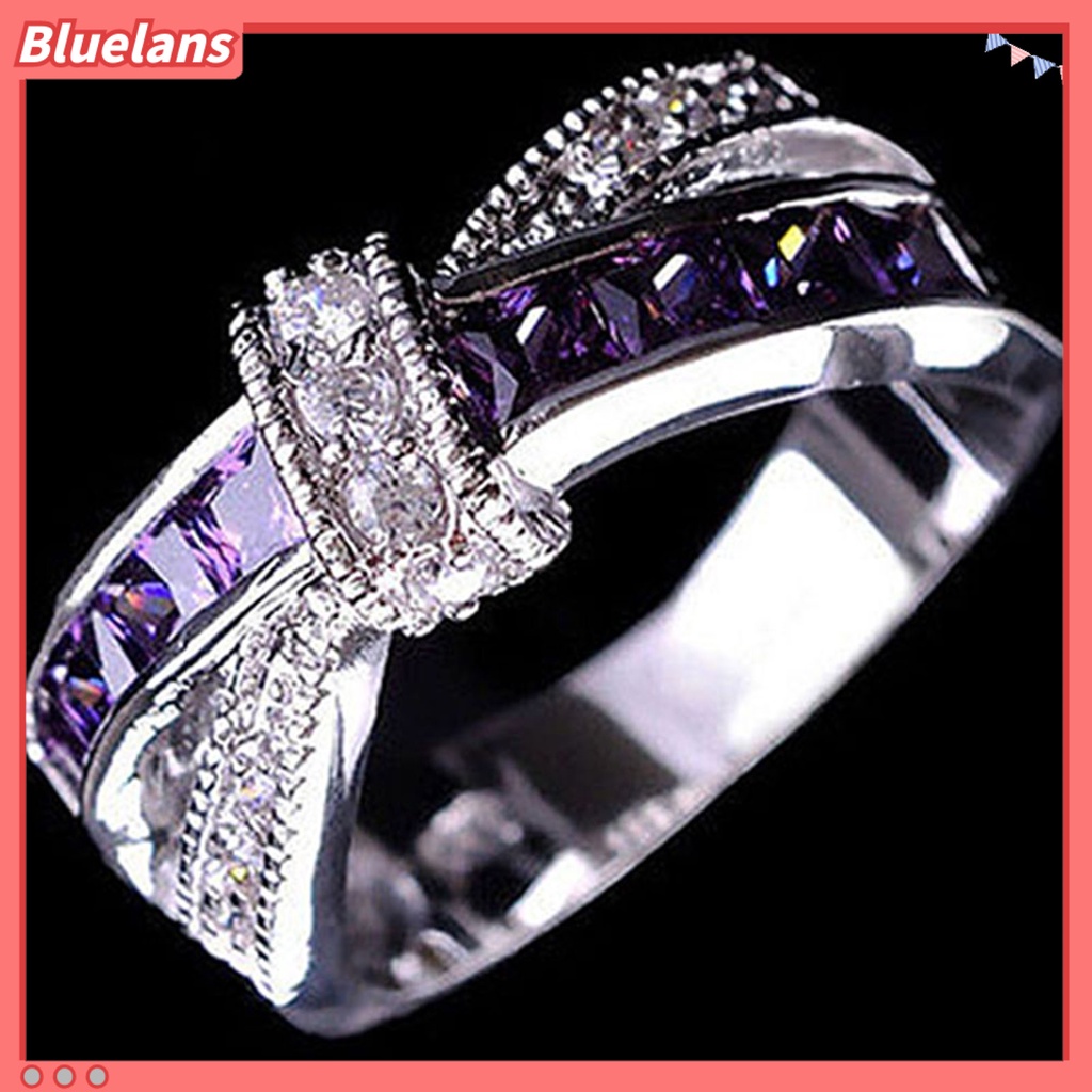 Bluelans Ring Rhinestone Inlaid Decorative Alloy Cross Design Finger Band