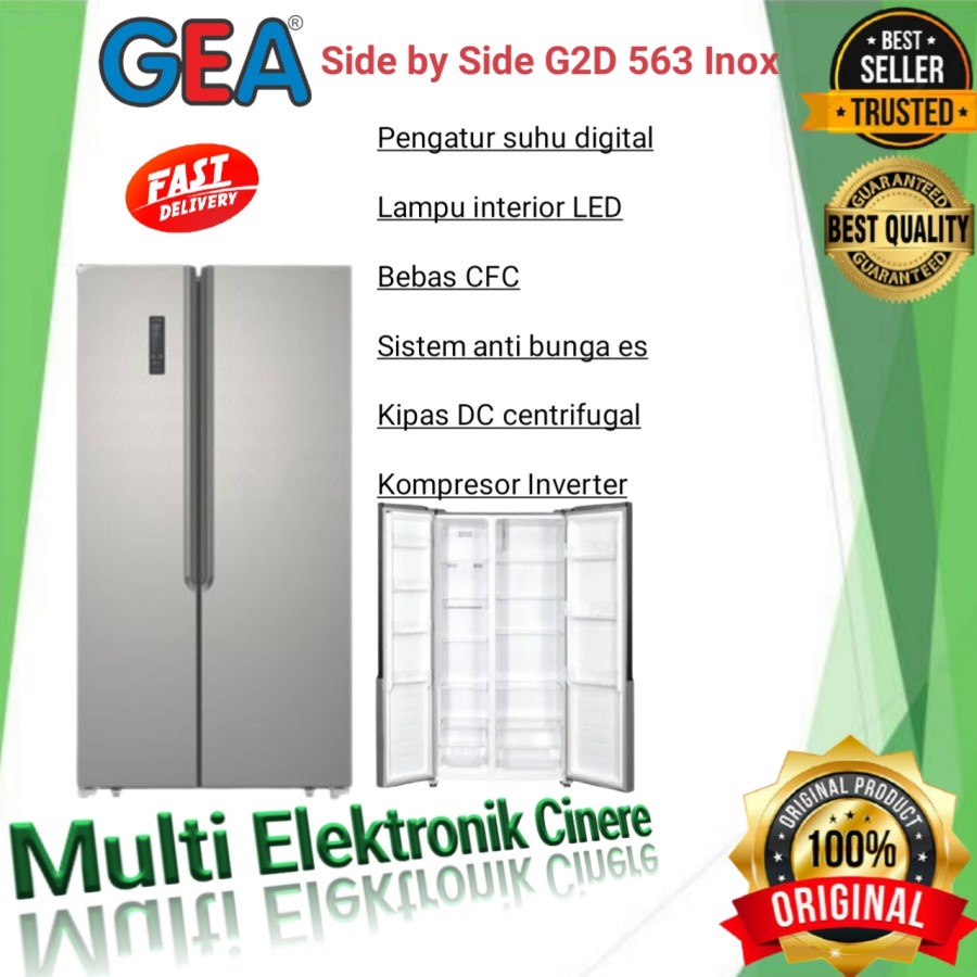 KULKAS GEA G2D 563 LEMARI ES 2 PINTU G2D-563 G2D563 SIDE BY SIDE