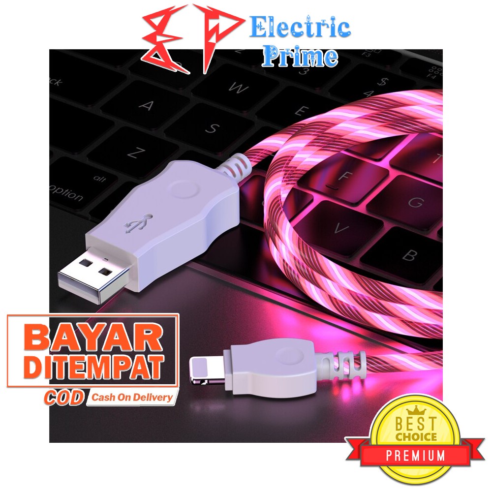 Kabel Data LED iPhone USB Lightning IOS Cable Charger iPad Luminous 1 Meter