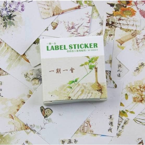 Label Stickers - Nature of Japan Design (40pcs)