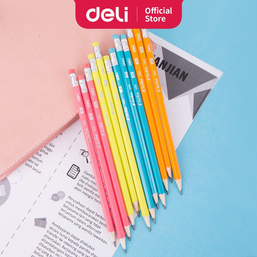

Deli Graphite Pensil 2B with Eraser [EU51000] - Pensil kayu anak-anak