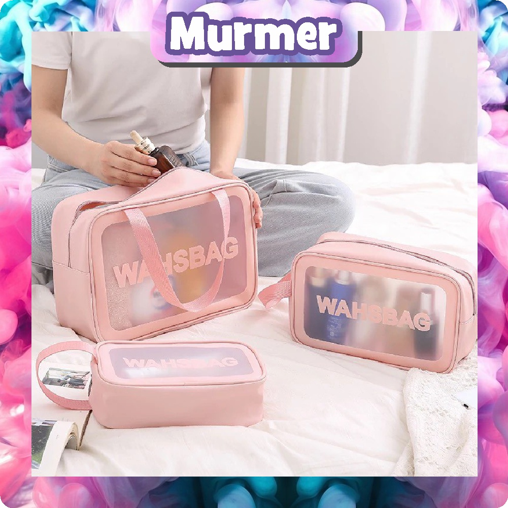 MurmerOfficial R526 Washbag Tas Kosmetik Transparan Washbag Anti Air / Tas Travel Toiletry Bag Waterproof - Pouch Make Up Toiletries - Tas Sabun Peralatan Mandi Travel