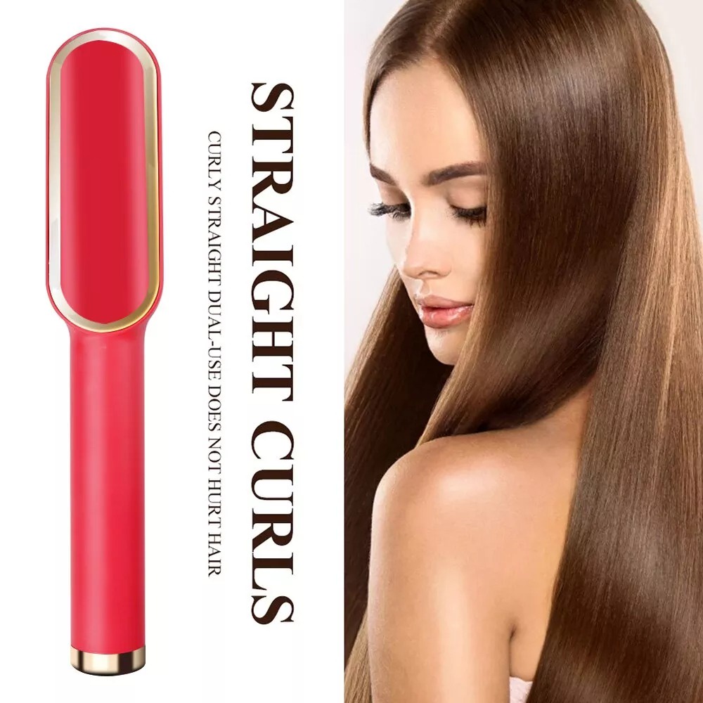 rumah_kita2020  Catok Sisir Pelurus Rambut Hair Straightener Curler 2 in 1 catokan sisir listrik Sisir Catokan Pelurus Rambut rambut lurus dan keriting