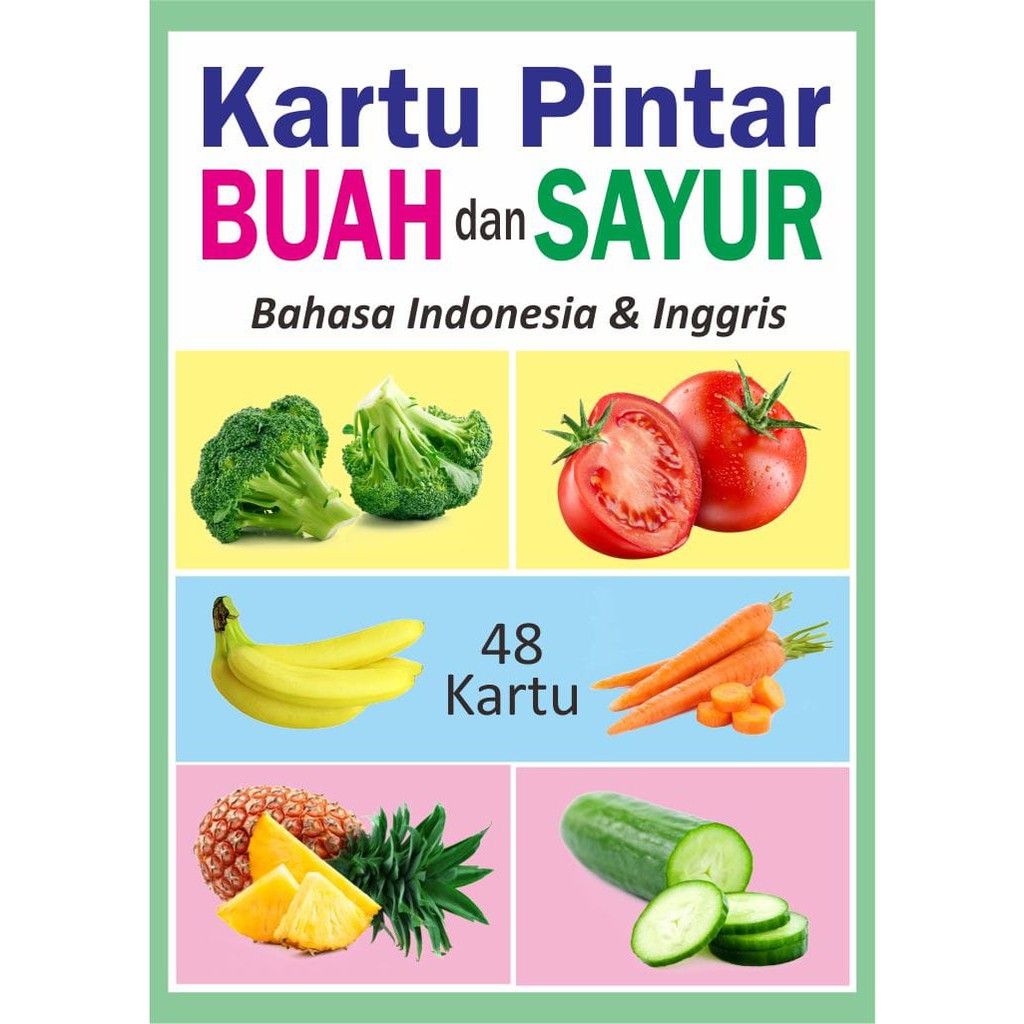 Flashcard Buah dan Sayur - Kartu Pintar Balita Flash Card Buah dan Sayur