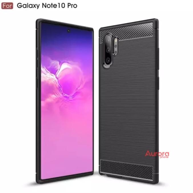 SAMSUNG GALAXY NOTE 10 PLUS SOFT CASE RUGGED CARBON ARMOR ORIGINAL - HITAM