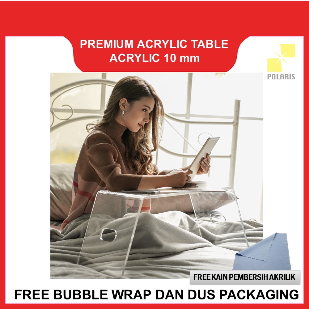 Acrylic Table Bed Tray Akrilik Meja Laptop Meja Belajar Anak Meja Tempat Tidur Meja Akrilik