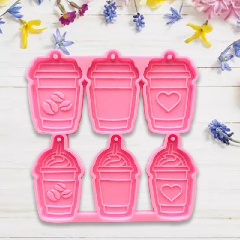 SIY  6 Coffee Cups Keychain Epoxy Resin Mold Earrings Pendant Casting Silicone Mould DIY Crafts Jewelry Casting Tools