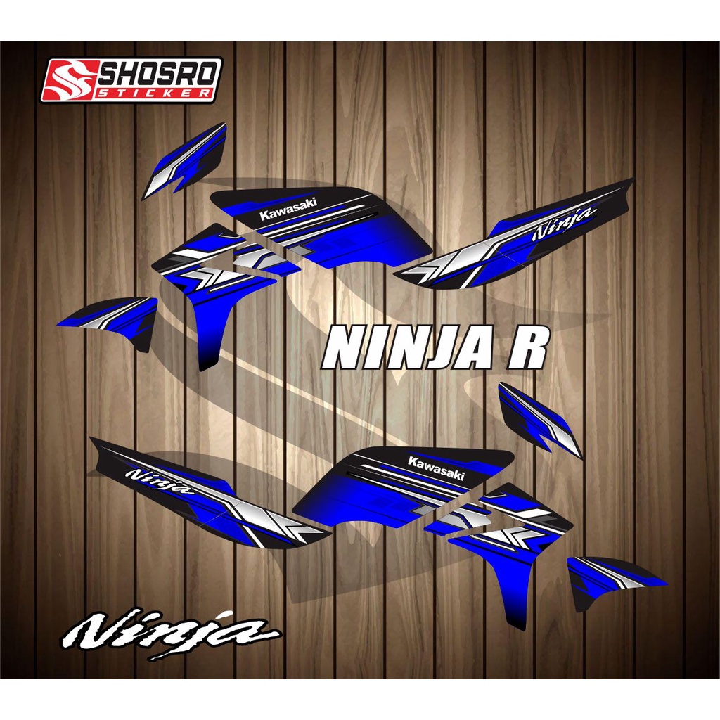 STIKER STRIPING VARIASI MOTOR KAWASAKI NINJA R MOTIF VARIASI STRIPING TERBARU ART HITAM BIRU VARIASI