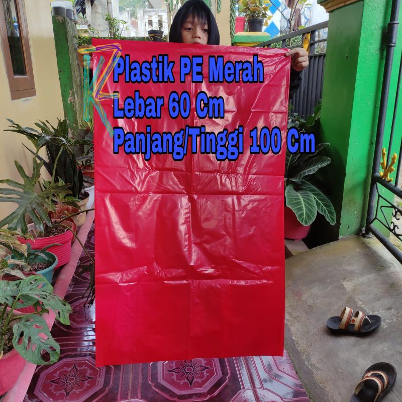 Kantong Plastik Sampah Merah 60 x 100 Cm , Plastik PE Merah 60x100 Cm , Plastik PE 60 x 100 Cm , Pla