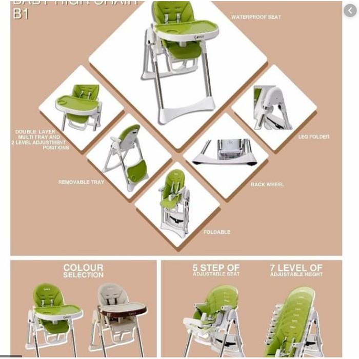 Bevos Baby High Chair Tempat Duduk Kursi Makan Bayi Anak B1 LINK KHUSUS JNE/JNT/SICEPAT