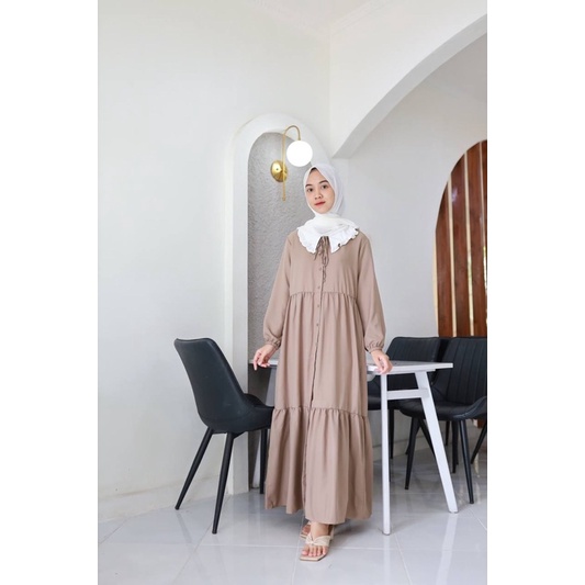 SADIYA MAXI - Gamis Dress Kerah Korea Polos (Ld 102 Pjg 132)