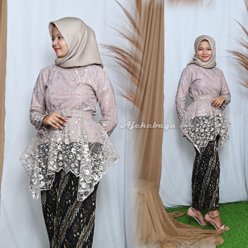 Kebaya Tille/Gomes Pita/Kebaya Modern/Setelan Kebaya Brokat/Kebaya Couple/Kebaya Terbaru