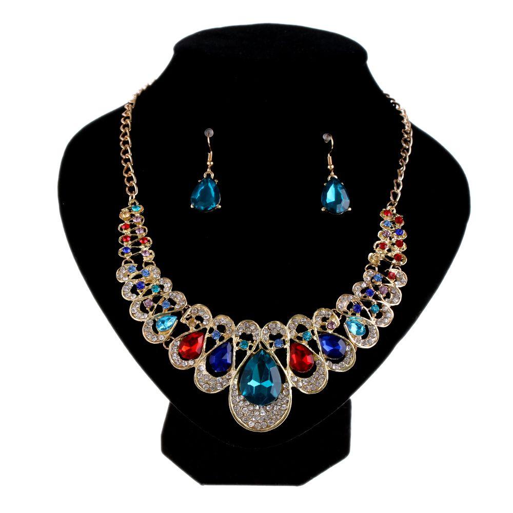 Lily Kalung Fashion Perhiasan Pernikahan Chocker Aksesoris Perhiasan Drop Pendant Jewelry Set