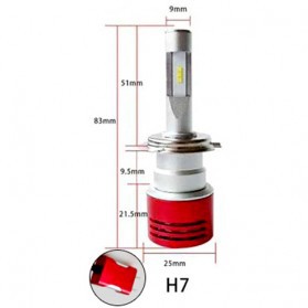 Lampu Mobil LED Headlight V5 H7 60W 8400Lm Super Bright 2 PCS - Red
