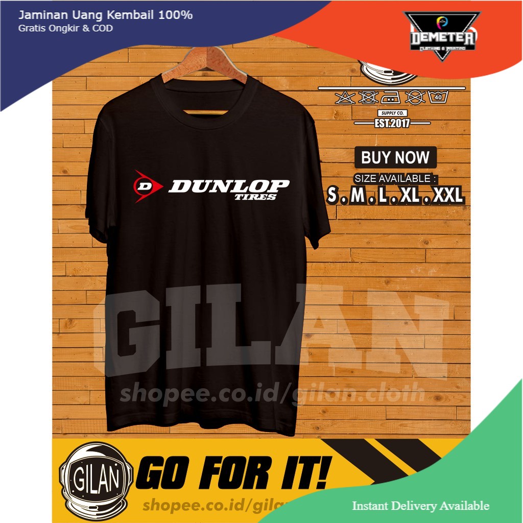 Kaos Baju Dunlop Tyres Ban Logo Balap Mobil Motor Kaos Otomotif - GIlan Cloth