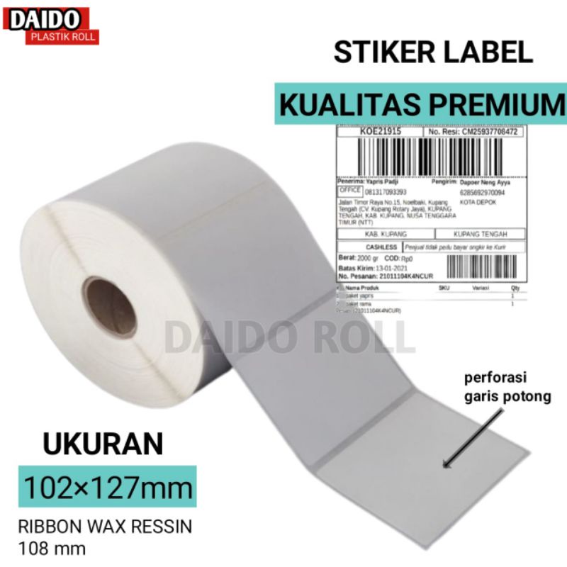 

LABEL STIKER RESI JNE 1250 PCS 102×127 PLUS RIBBON/BARCODE STICKER JNE