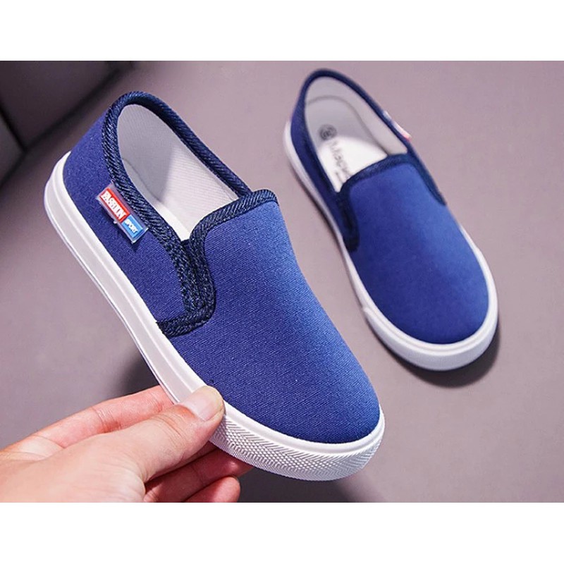 DINDA- Sepatu anak perempuan terbaru slip on simple sekolah hitam putih merah dan biru ukuran 26-35