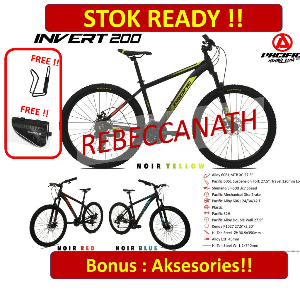 PACIFIC INVERT 200 MTB 27.5 alloy sepeda gunung 7 speed shimano