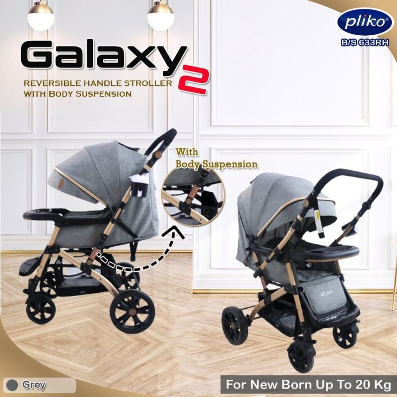 GOLD FRAME STROLLER BAYI PLIKO GALAXY 2 BS 633 RH | KERETA DORONG 2 DUA ARAH