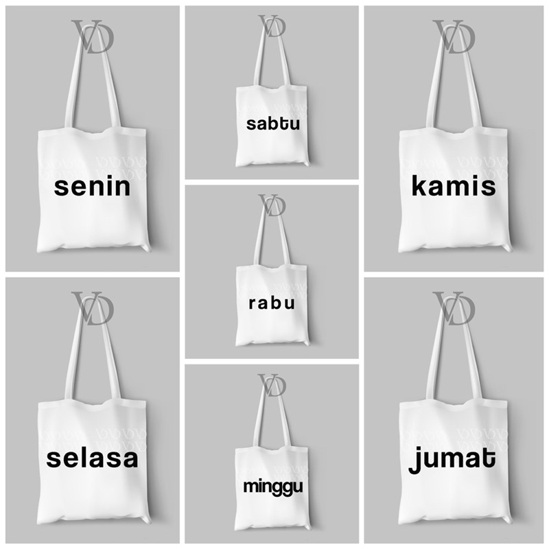 BISA CUSTOM FOTO TOTE BAG BAHAN KANVAS hari / TOTE BAG / TAS lucu / TAS BELANJA kata hari