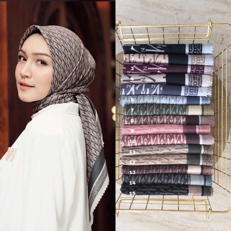 COD Hijab segiempat Voal Motif VN 188 Gratis Pouch Hijab