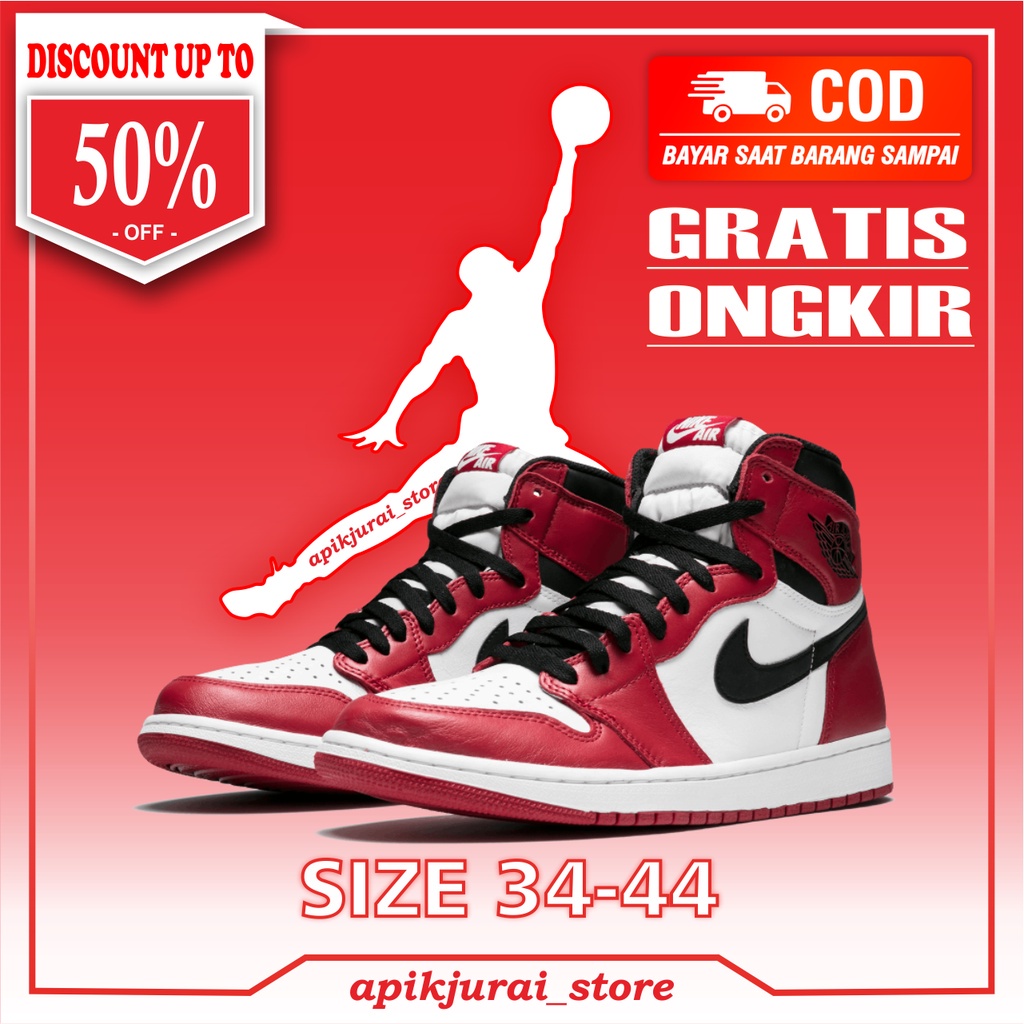 SEPATU PRIA TERLARIS AIR JORDAN 1 HIGH TERMURAH DISKON TERBARU MERAH BIRU PUTIH