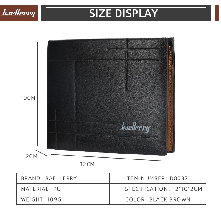 BAELLERRY D0032 Dompet Pria Bahan Kulit PU Leather Premium WATCHKITE WKOS
