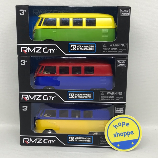 RMZ City Volkswagen T1 Transporter Diecast Mobil Samba Bus VW Free Wheel Segel Original