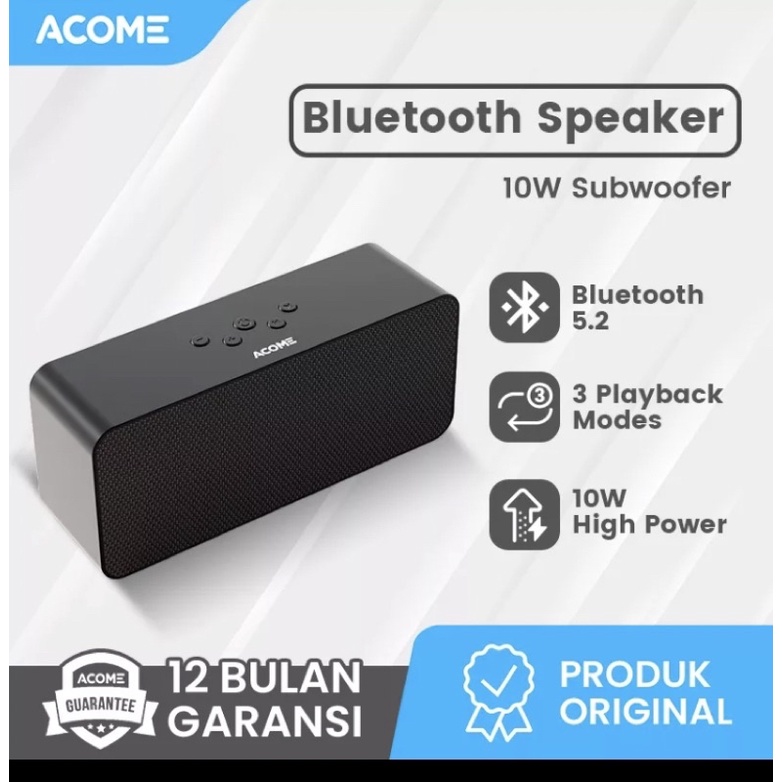 Speaker Acome A16 Bluetooth 5.2 10W High Power Garansi Resmi 1 Tahun