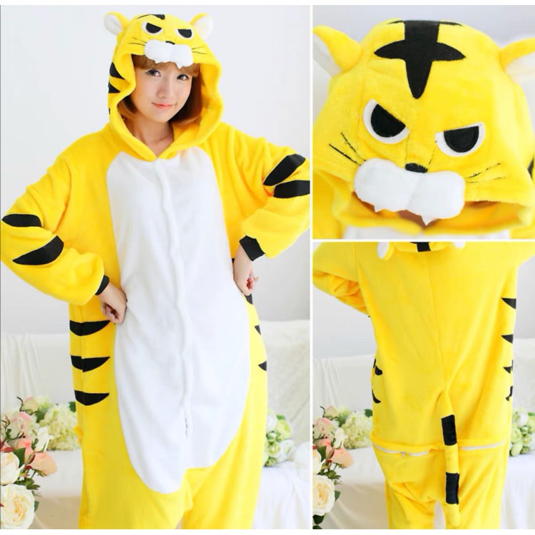 KOSTUM ONESIE HARIMAU KUNING TIGER KOSTUM PIYAMA KIGURUMI COSPLAU PESTA BAJU TIDUR IMPOR