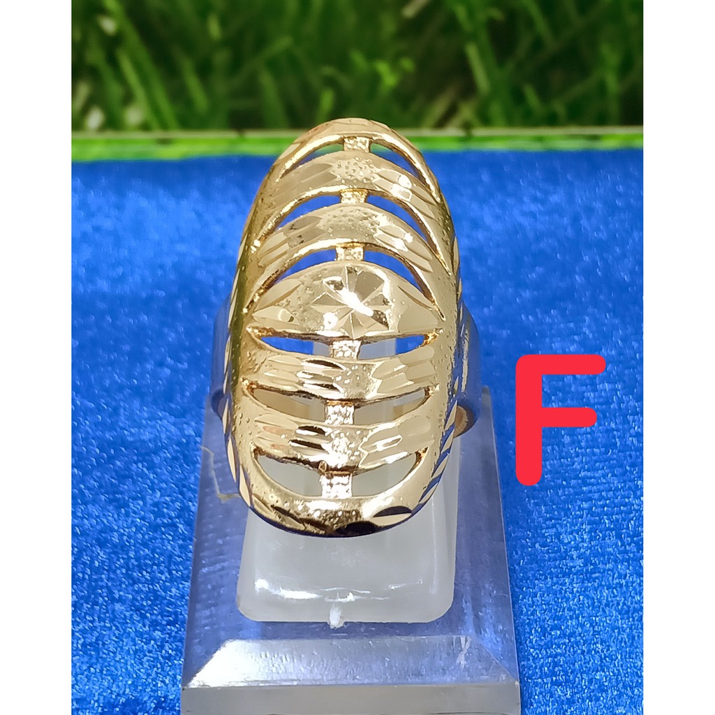 Cincin model kerawangan lapis emas 18k