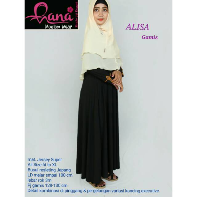 GAMIS JERSEY POLOS KOMBINASI -HITAM-