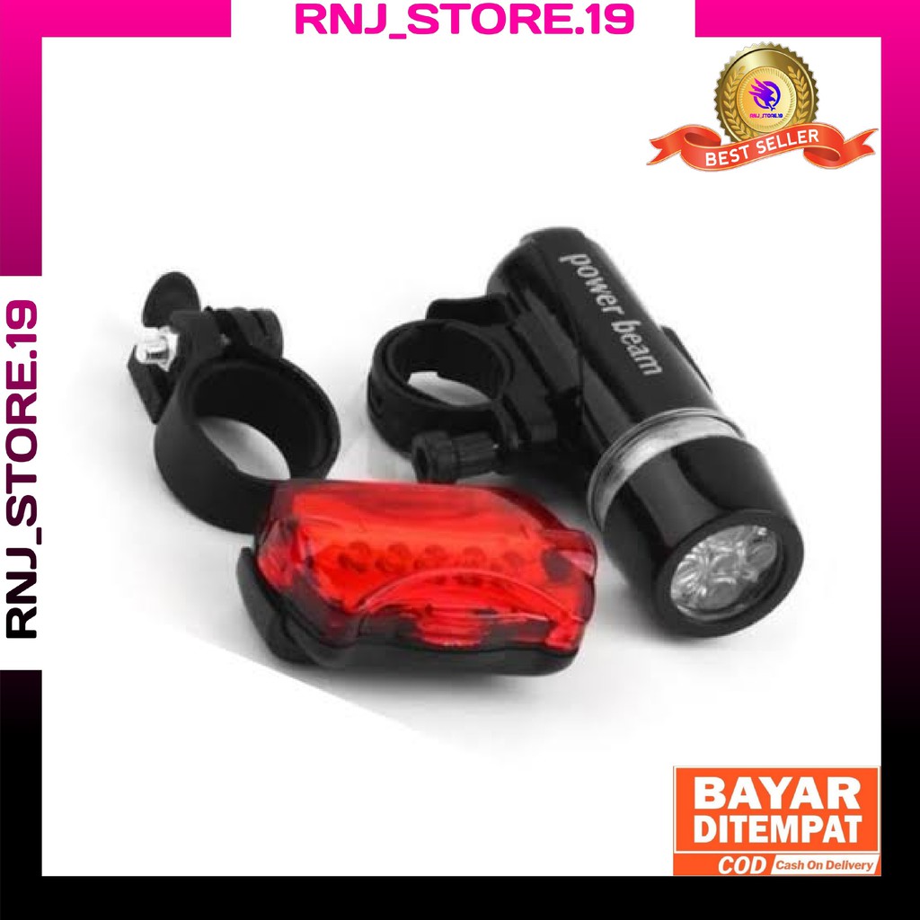 LAMPU SEPEDA DEPAN BELAKANG/LAMPU SEPEDA POWERBEAM/LAMPU SEPEDA LED DEPAN BELAKANG/LAMPU SEPEDA 5LED