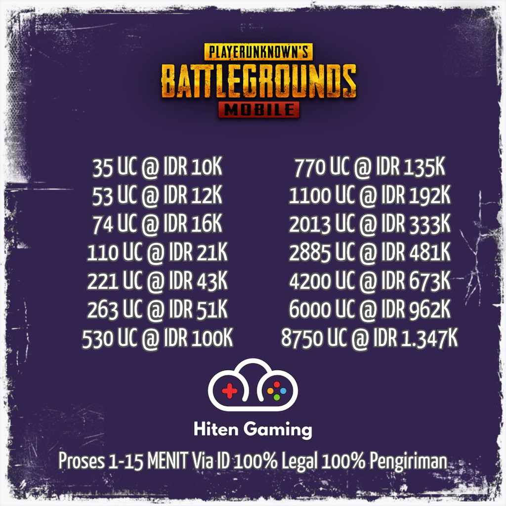 Topup UC PUBG Mobile / Unknown Cash PUBG Mobile  530/770/1100/2013/2885/4200/Royale Pass UC - 