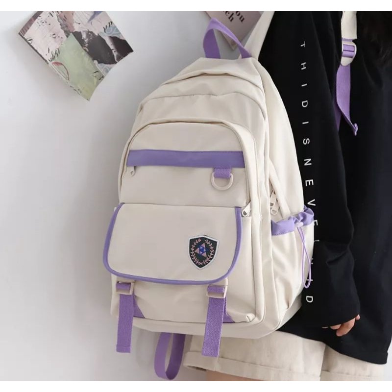 Ransel Wanita Nilon Tahan Air Tas Travel Berpanel Cantik Wanita Tas Sekolah Kapasitas Besar untuk Anak Perempuan Ransel Laptop 15 Inci Baru-1