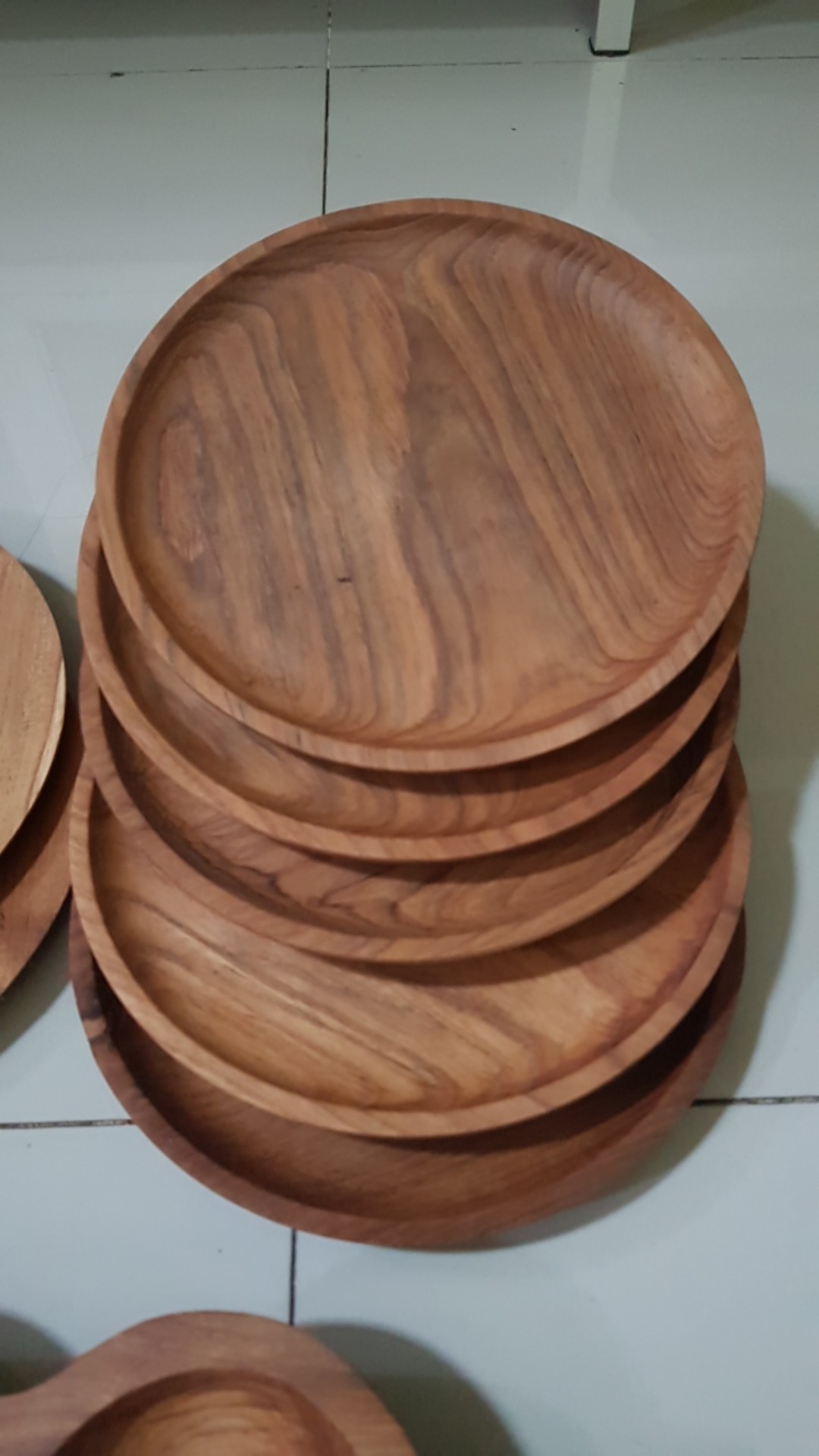Piring Bulat 20 Cm | Piring Kayu Jati | Nampan Kayu | Piring Kayu Wadah Saji | Piring Saji Kayu