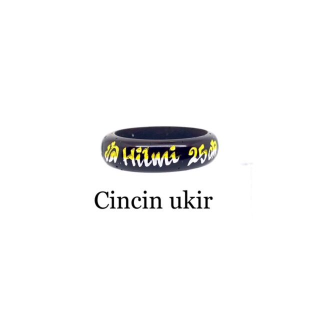 Cincin kaokah ukir nama custom warna hitam bahan koka asli