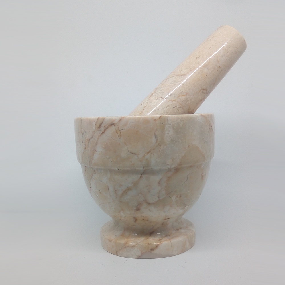 Lumpang Alu Batu Lesung Mini Marmer Asli Tumbukan Tumbuk Obat Puyer Ulekan Ulek Mortar & Pestle