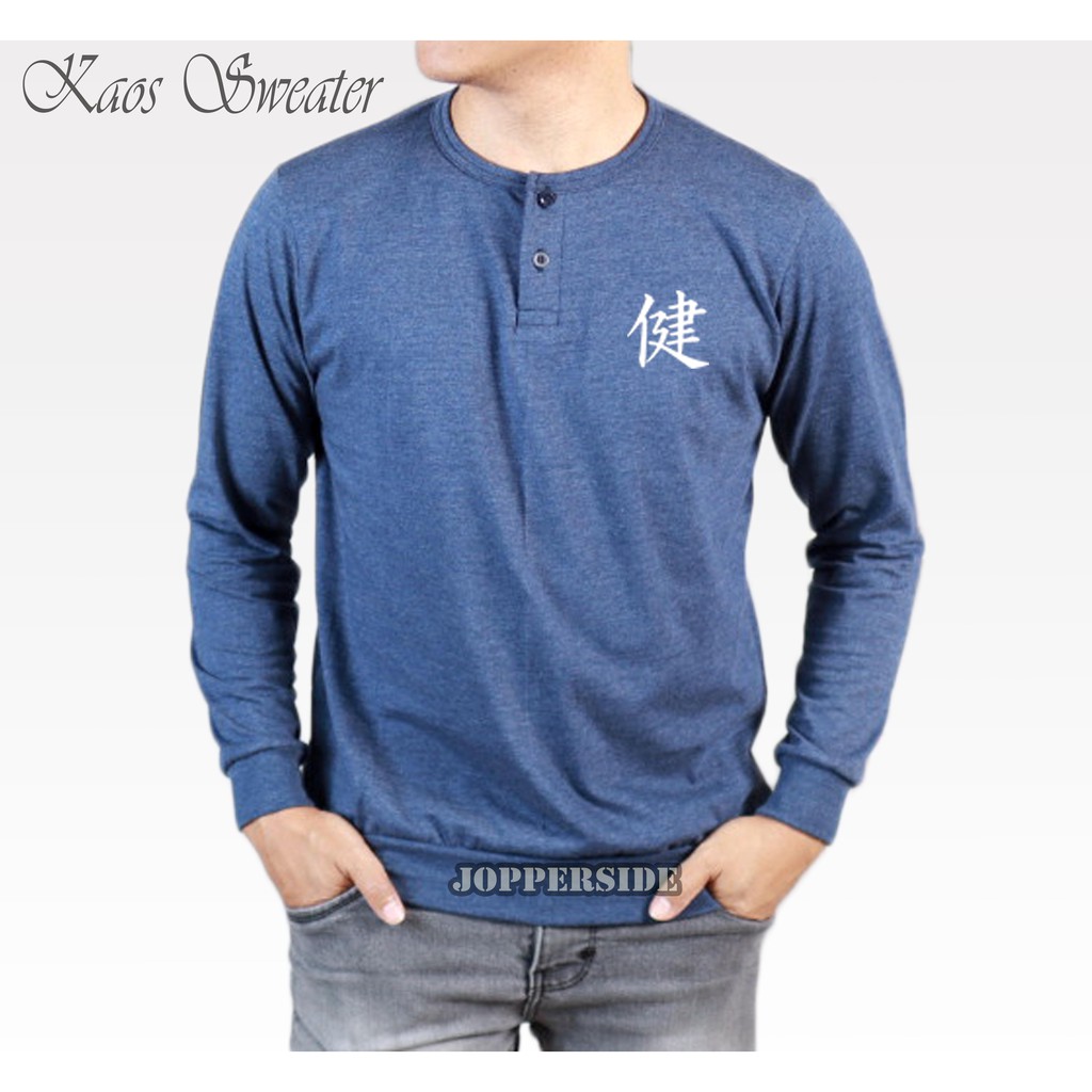 ORIGINAL jopperside kaos sweater distro kancing sweatshirt huruf kanji jepang pria wanita ksw3