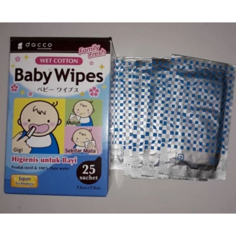 Eceran Dacco Baby Wipes / Tisu basah Steril foodgrade membersihkan gigi gusi bayi