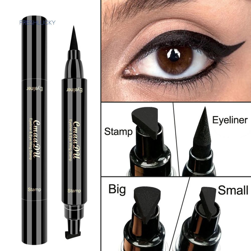 CMAADU EYELINER PEN CAIR KEPALA GANDA / EYELINER STAMP CEPAT KERING WATERPROOF