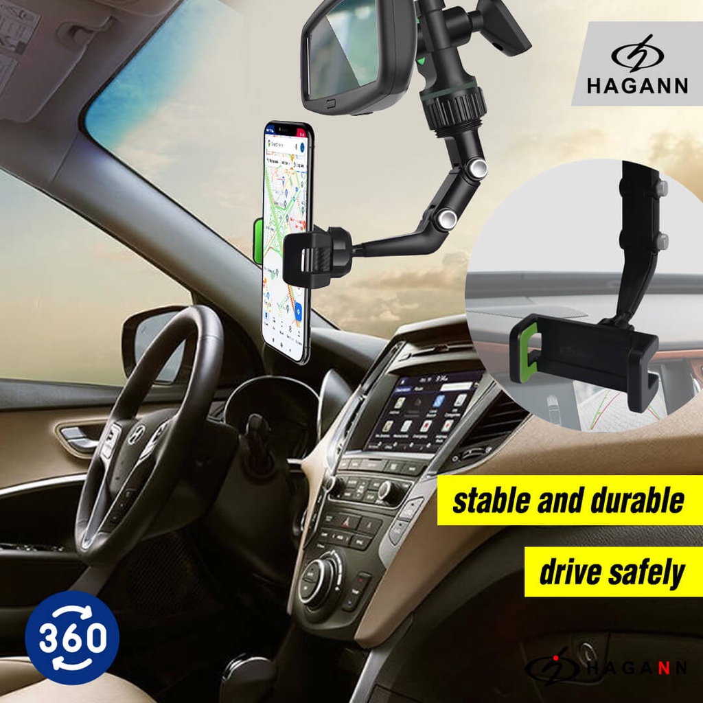 HAGANN CHO-1251 Holder HP Mobil Spion Tengah | Car Phone Stand Jepit | Tempat HP Di Mobil – Garansi 1 Tahun