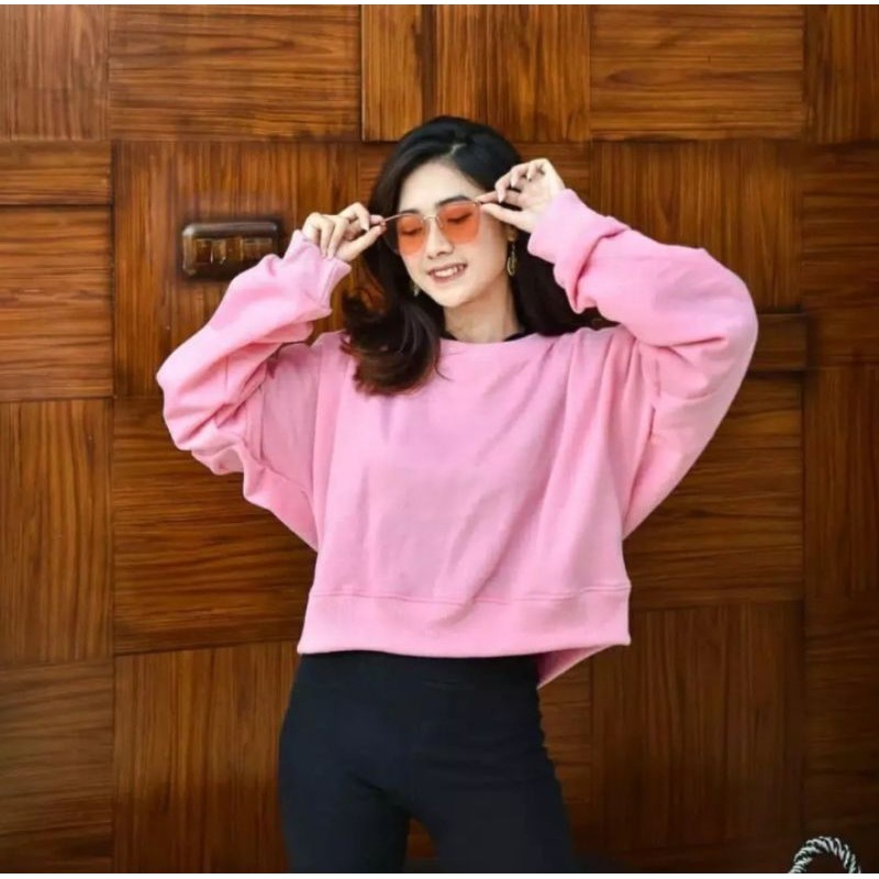 Oversize Crop Sweater Wanita Sweater Crop Sweater Wanita Oversize