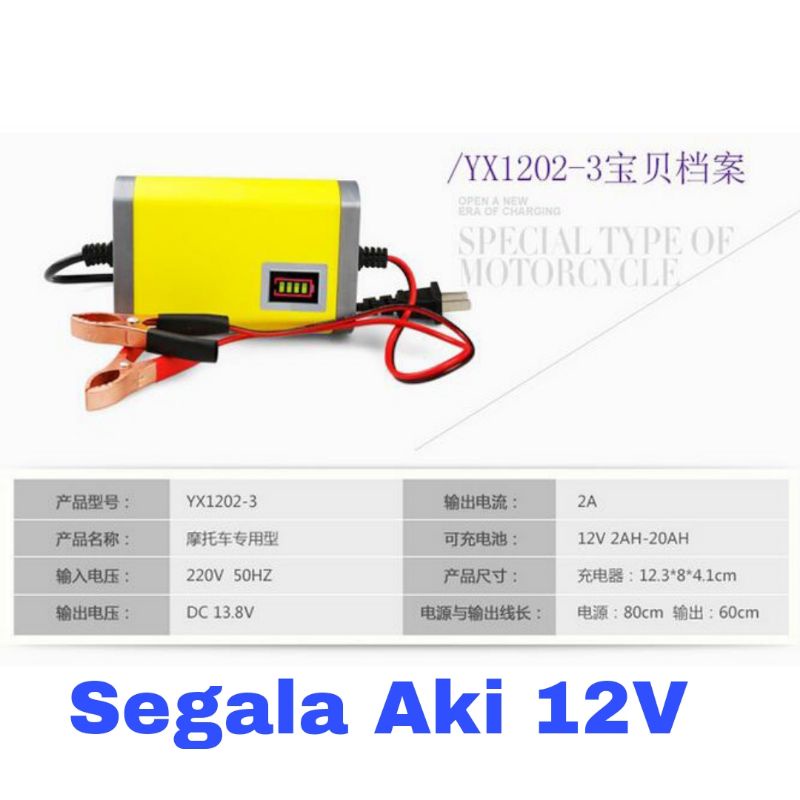 CHARGER AKI MOTOR MOBIL Cas ACCU 12V 2A Smart Charger aki kering / Basah